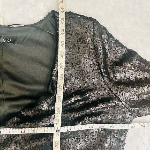 Eloquii Womens Black Sequined Faux Wrap Long Sleeve Midi Dress Size 18 (NWOT) - Picture 7 of 7